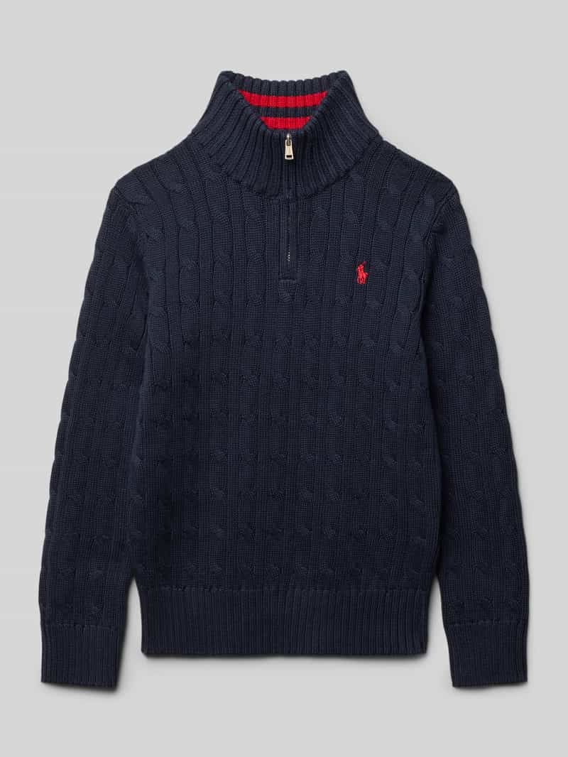 Polo Ralph Lauren Teens Gebreide pulllover met opstaande kraag en ritssluiting