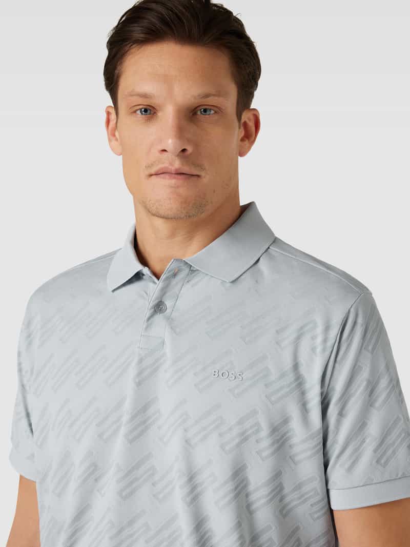 BOSS Green Regular fit poloshirt met all-over motief model 'Pirax'
