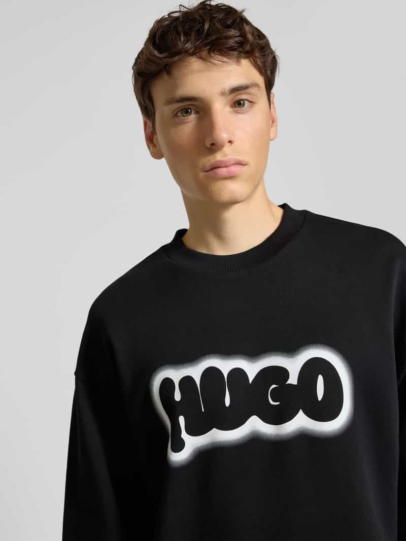Hugo Blue Regular fit sweatshirt van puur katoen model 'NEWIREX'