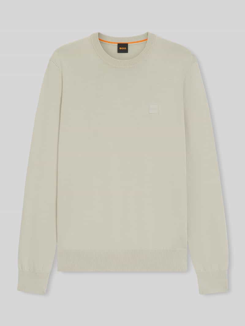BOSS Orange Regular Fit Pullover aus Baumwoll-Kaschmir-Mix Modell 'Kanovano_S' in Beige, Größe M 2114138M