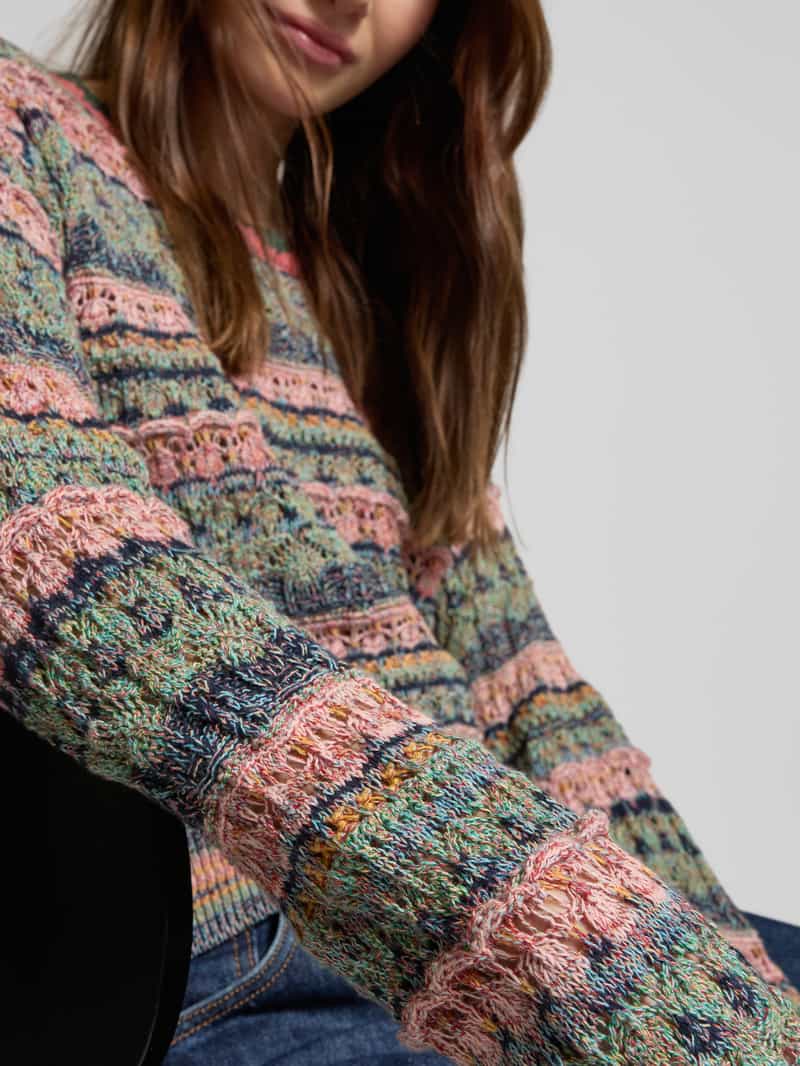 Pepe Jeans Gebreide pullover met ribboorden model 'NADJA'