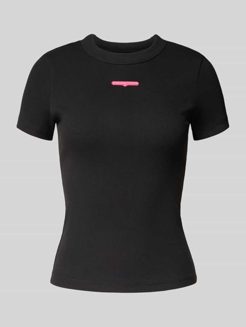 Tommy Jeans Slim fit T-shirt van ribstof