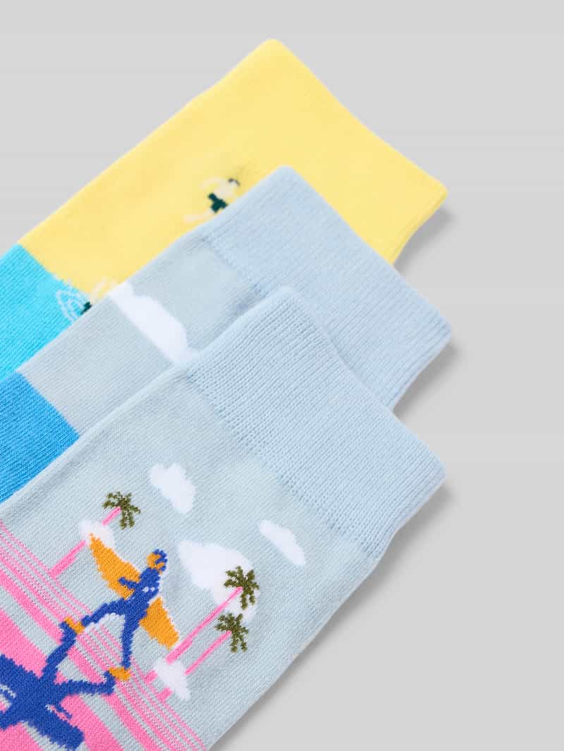 jack & jones Sokken met labeldetail in een set van 3 paar model 'BEACH LANDSCAPE'