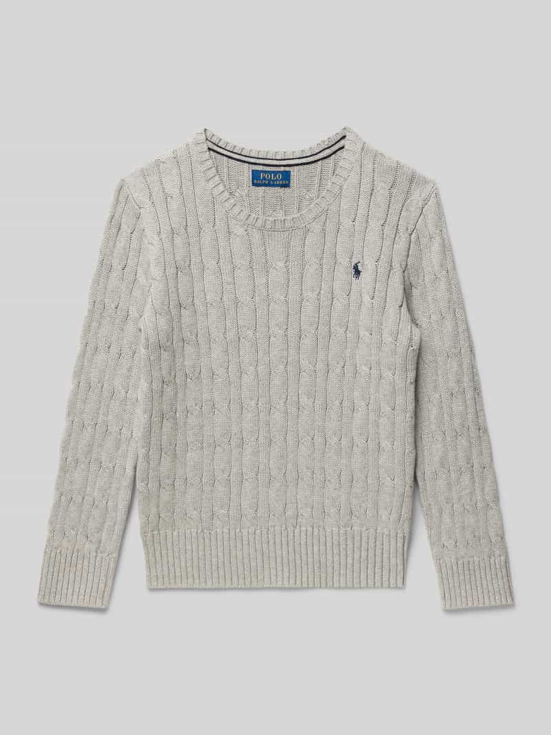 Polo Ralph Lauren Teens Gebreide pullover met kabelpatroon en ronde hals