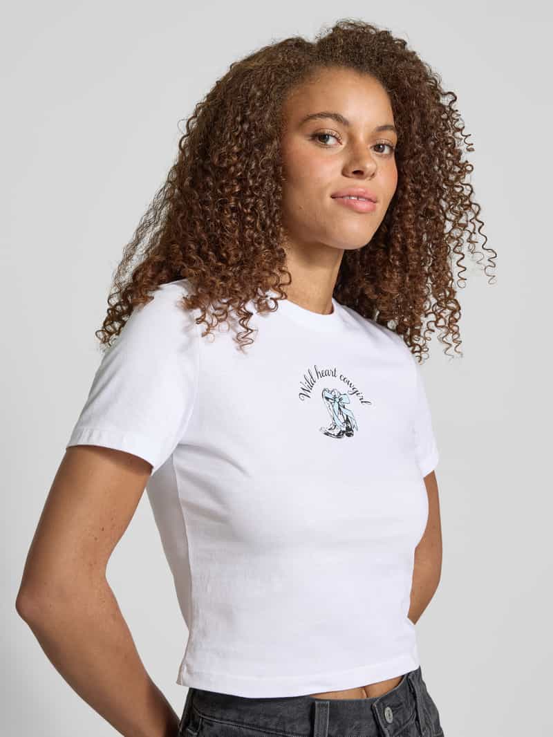Only Slim fit T-shirt van puur katoen model 'KARINA'
