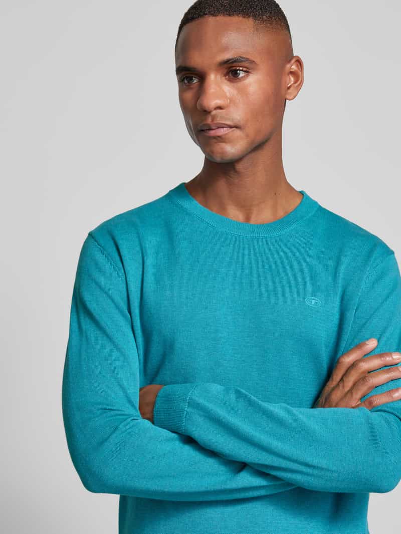 Tom Tailor Gebreide pullover met ronde hals van puur katoen
