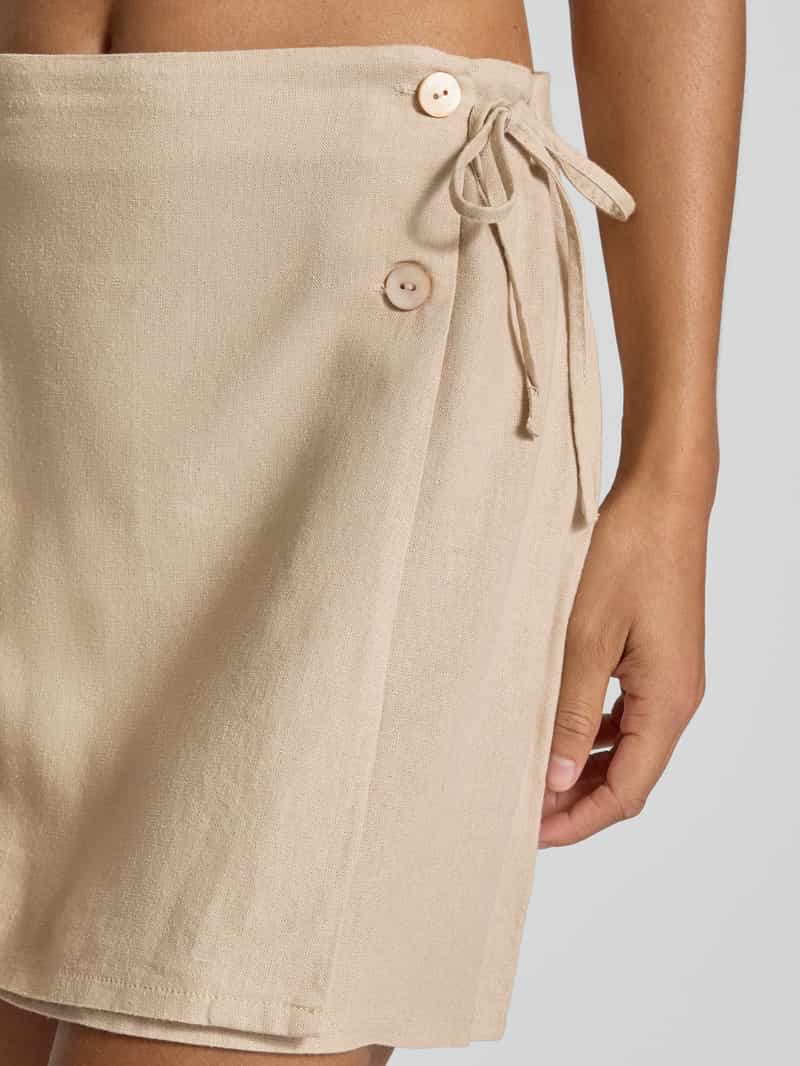 Only Uitlopende wikkelrok van een mix van viscose en linnen model 'CARO'