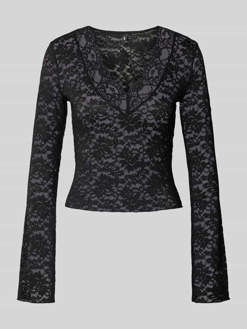 Only Slim fit shirt met lange mouwen in kantlook model 'NIKKA'