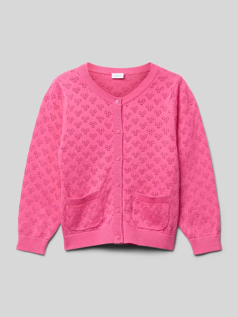 name it Regular fit gebreid jack met broderie anglaise model 'FELOTTE'