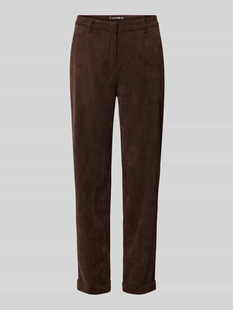 CAMBIO Regular fit corduroy broek met gefixeerde omslag aan de pijpen model 'KRYSTAL'