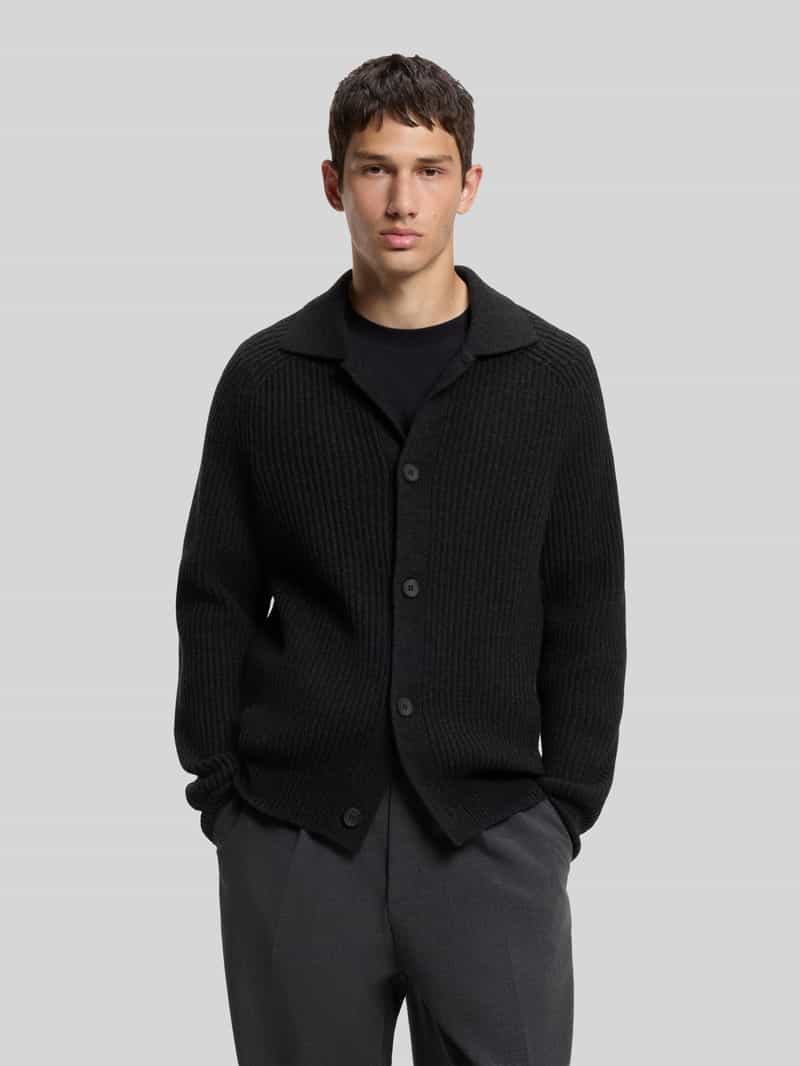 HUGO Regular fit gebreid jack van wolmix model 'Sardeep'