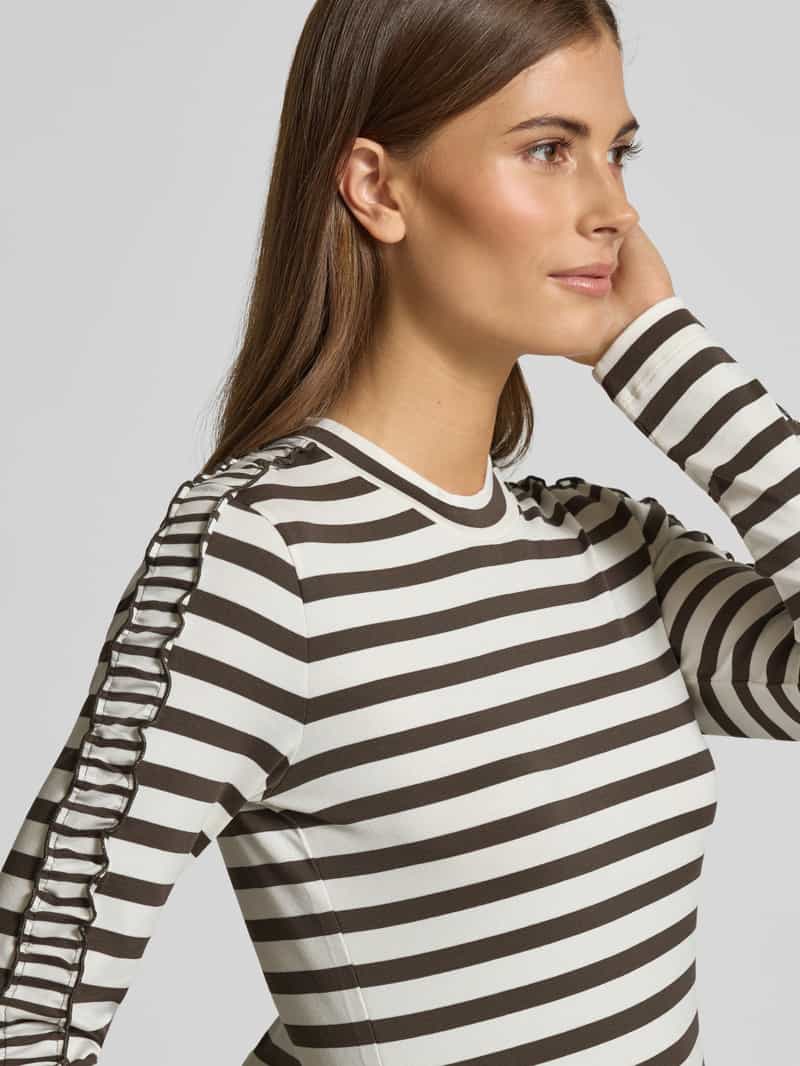 Marc Cain Shirt met lange mouwen van katoenmix met ruches