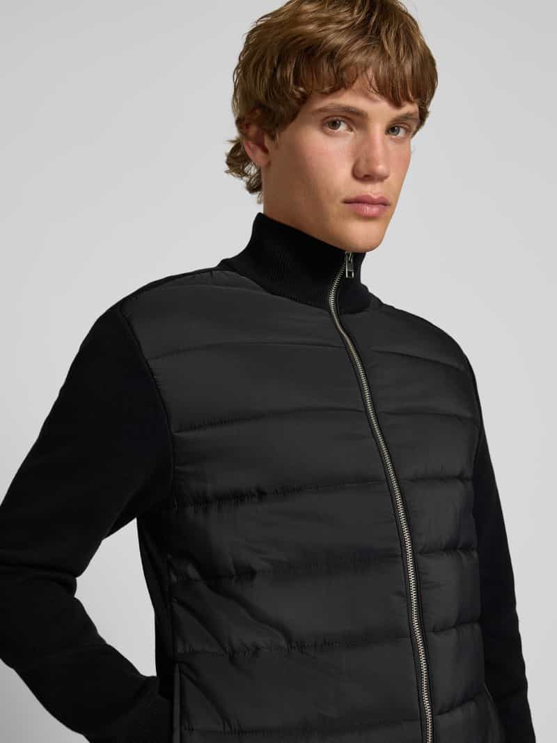 jack & jones Gebreid jack met doorgestikte naden en opstaande kraag