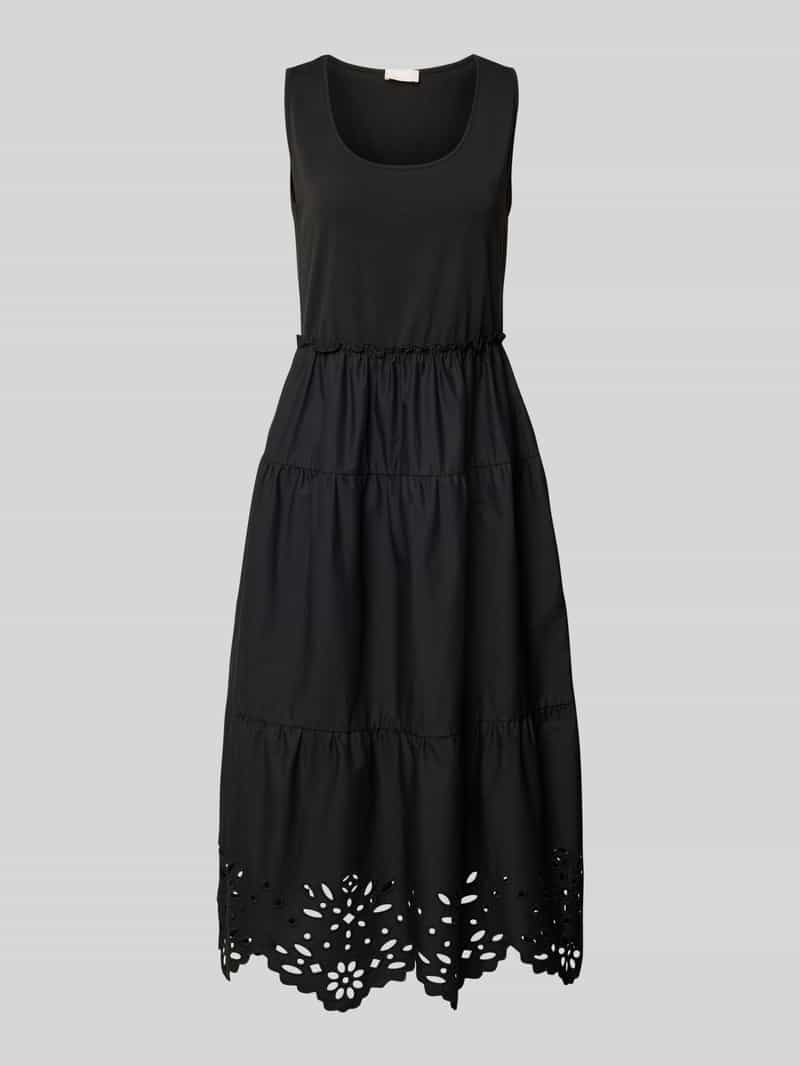 Liu Jo White Midi-jurk in laagjeslook met broderie anglaise
