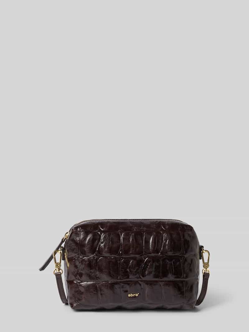 abro Leren schoudertas Leather Maxi Cocco Kaia Crossbody Bag Dark Brown donkerbruin