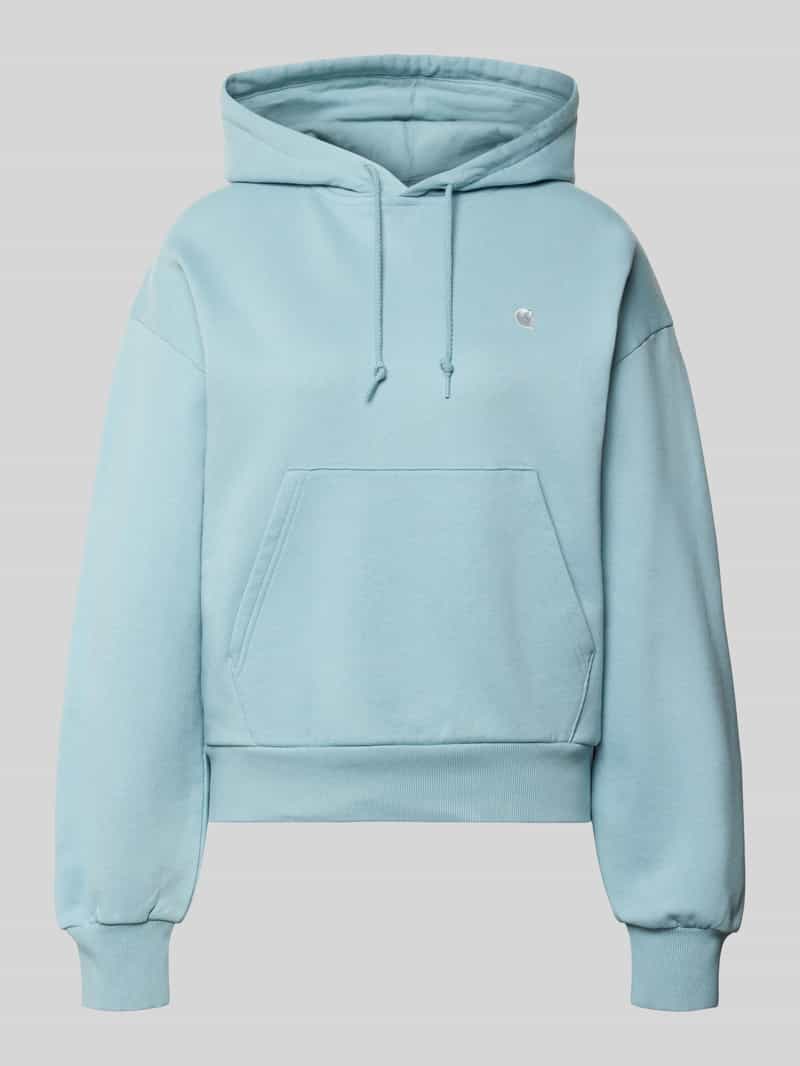 Hoodie met labelstitching en kangoeroezak