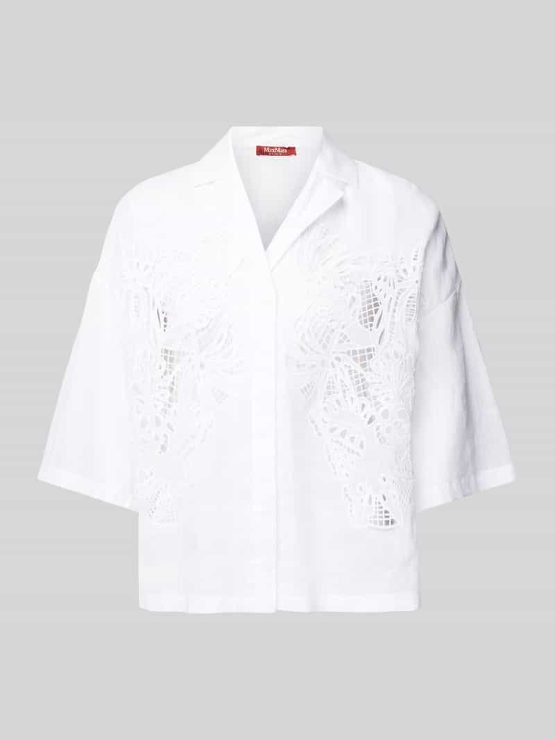 Max Mara Studio Regular fit overhemdblouse met broderie anglaise model 'LEGNO'