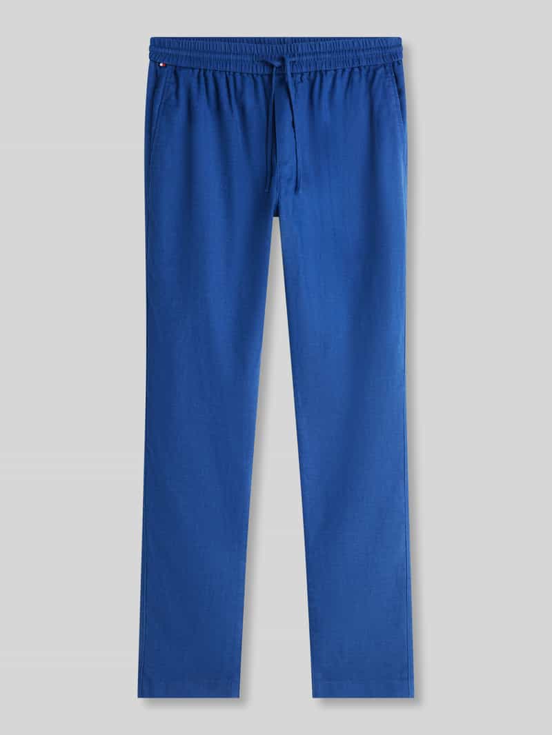Tapered chino van linnenmix met trekkoord model 'HARLEM'