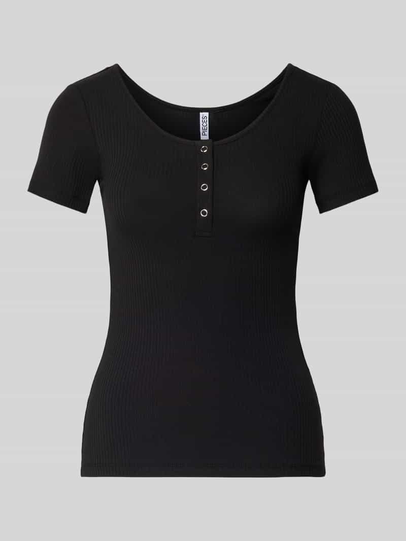 T-shirt met korte drukknoopsluiting model 'KITTE'