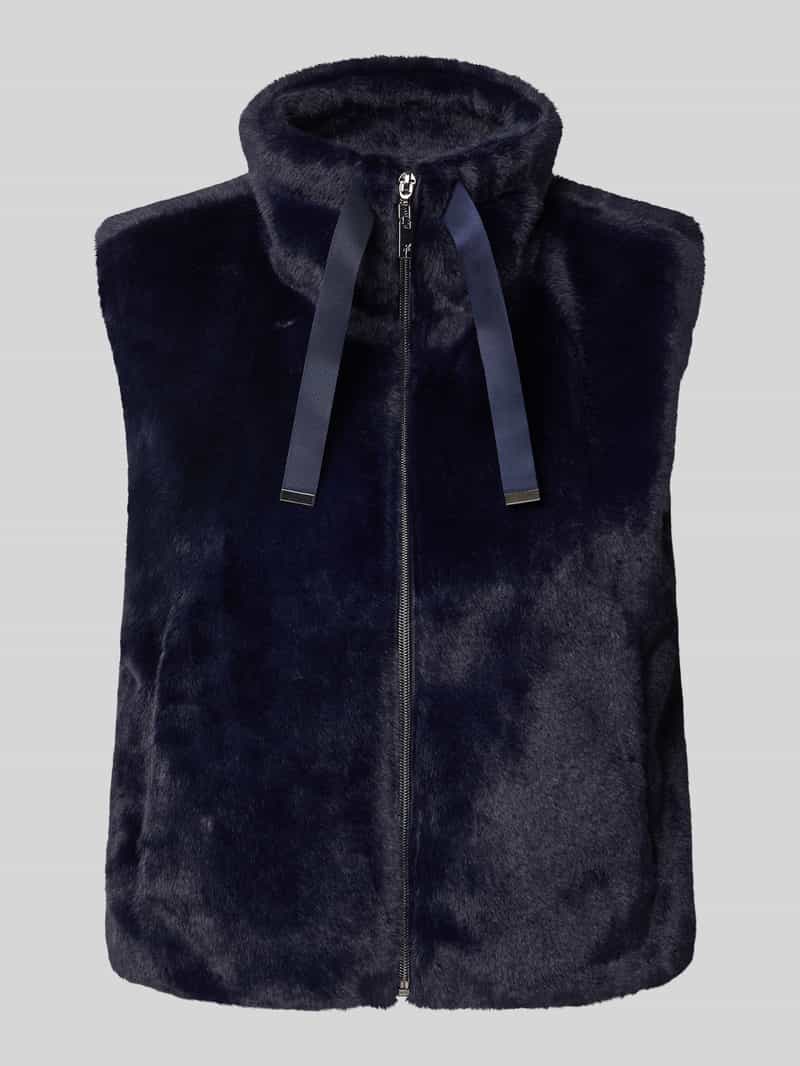 Monari Bodywarmer van imitatiebont met opstaande kraag en tunnelkoord