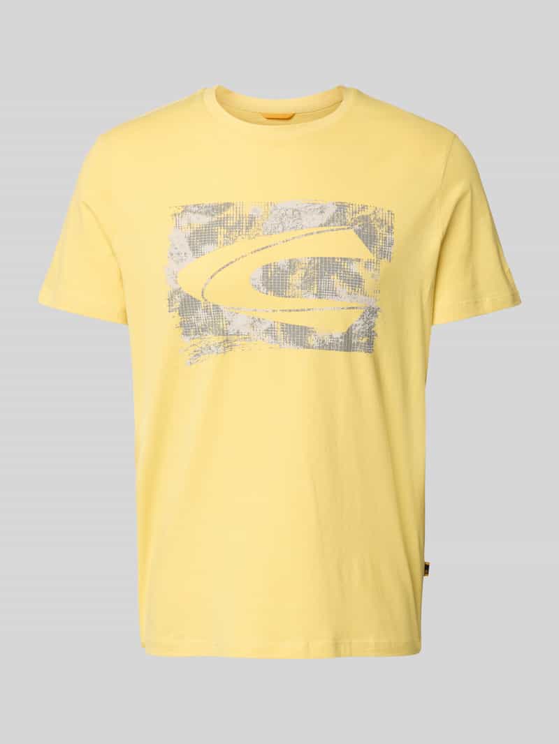 camel active T-shirt met logo en ronde hals