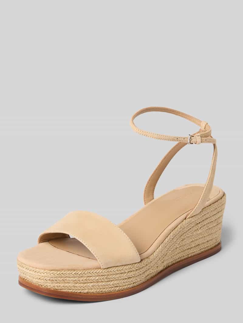 Wedges van leer met logodetail, model 'LEONA'