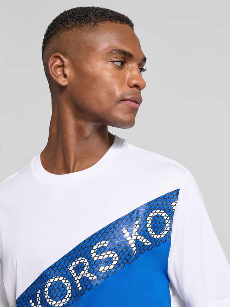 Michael Kors T-shirt met labelprint model 'KORS MESH STRIPE'