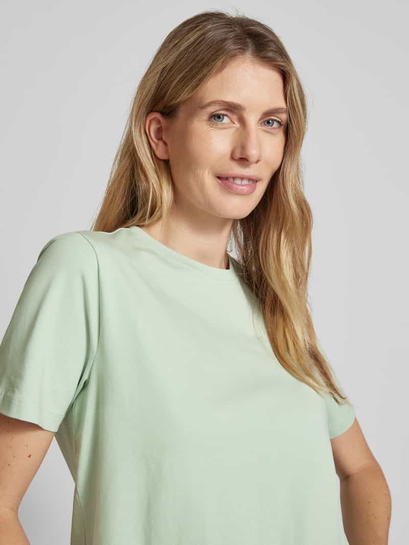 Vila T-shirt met geribde ronde hals model 'NORA'