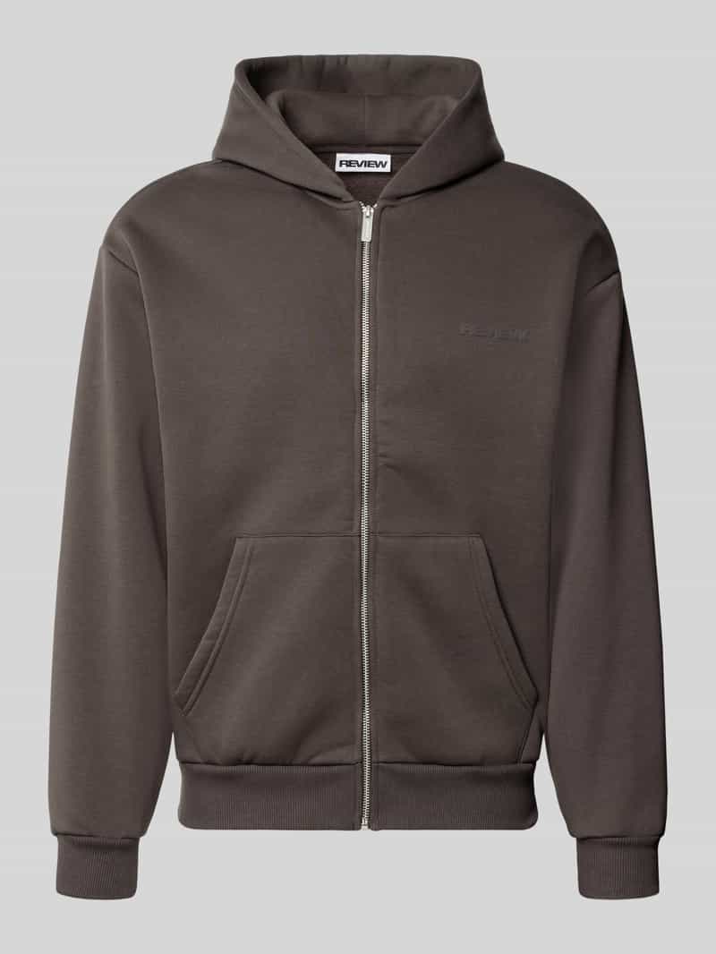 relaxed fit sweatjack van katoenmix met labeldetail