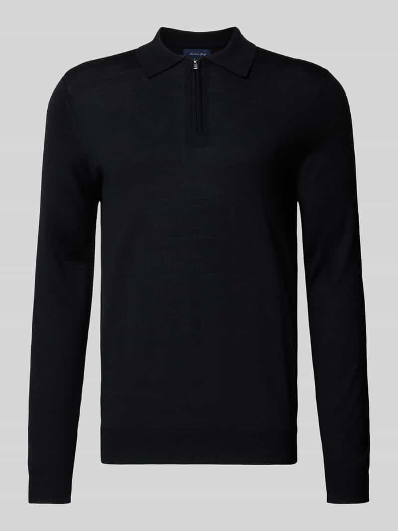 Christian Berg Men Gebreide pullover van een mix van merinowol met platte kraag