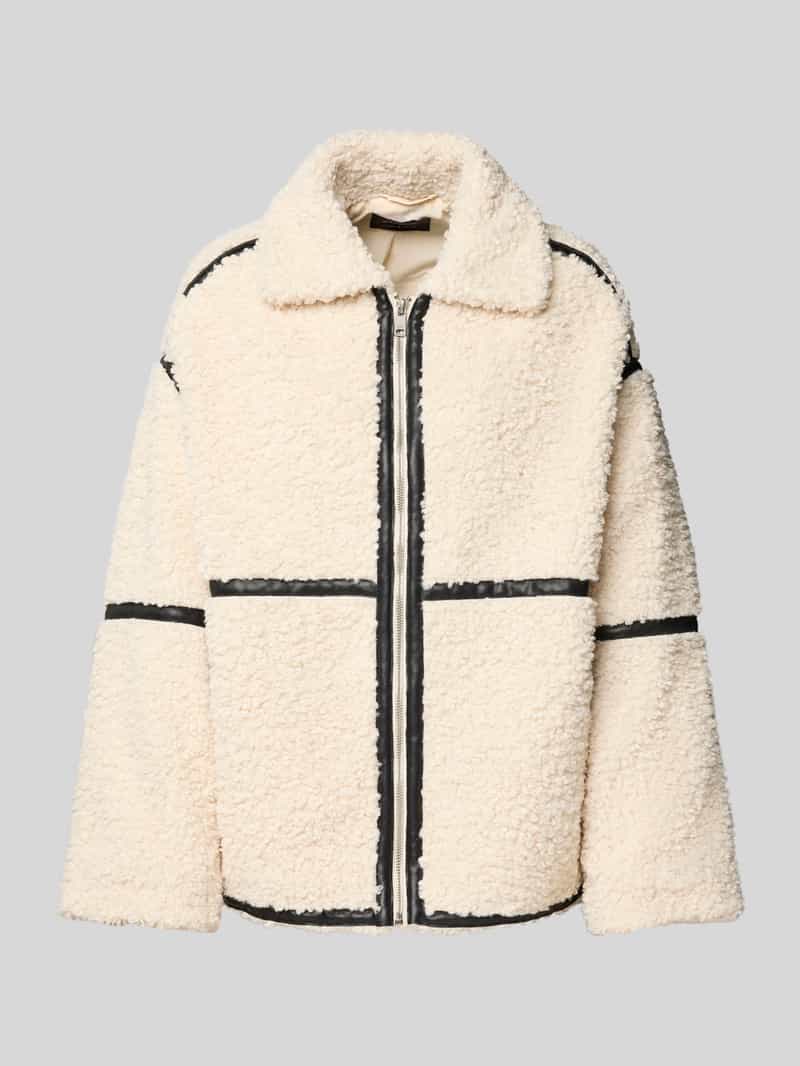 Only Boxy fit jacks van teddybont met leren details model 'PARIS'