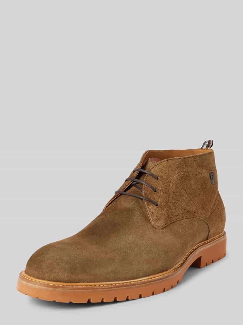 Leren boots met labelbadge, model 'De Karper'