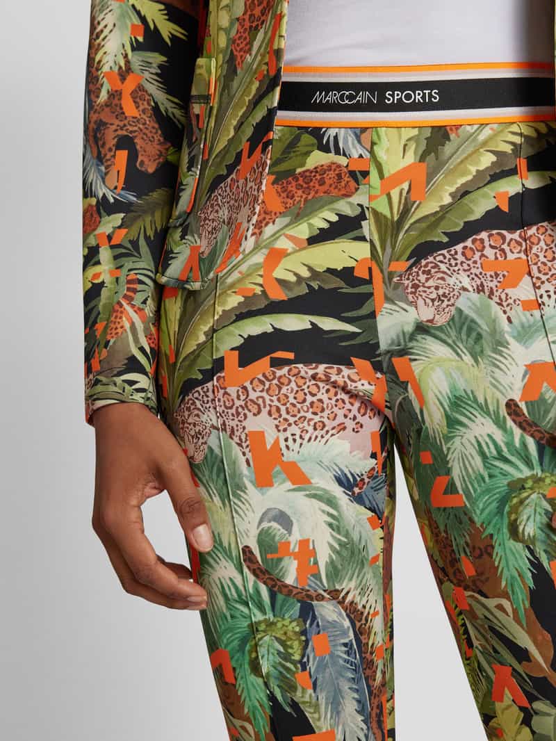 Marc Cain Slim fit stoffen broek met elastische band met label