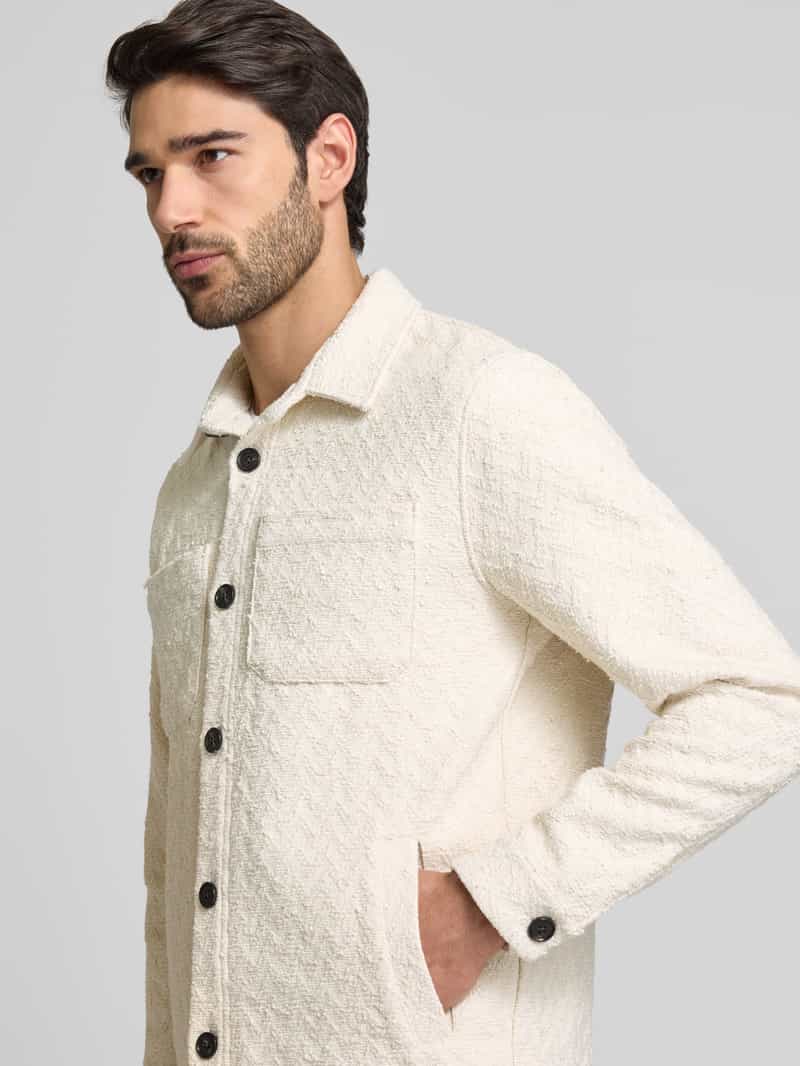 Profuomo Regular fit overhemdjack met structuurmotief