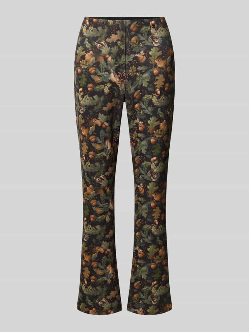 Marc Cain flared cut broek in all-over look met elastische band