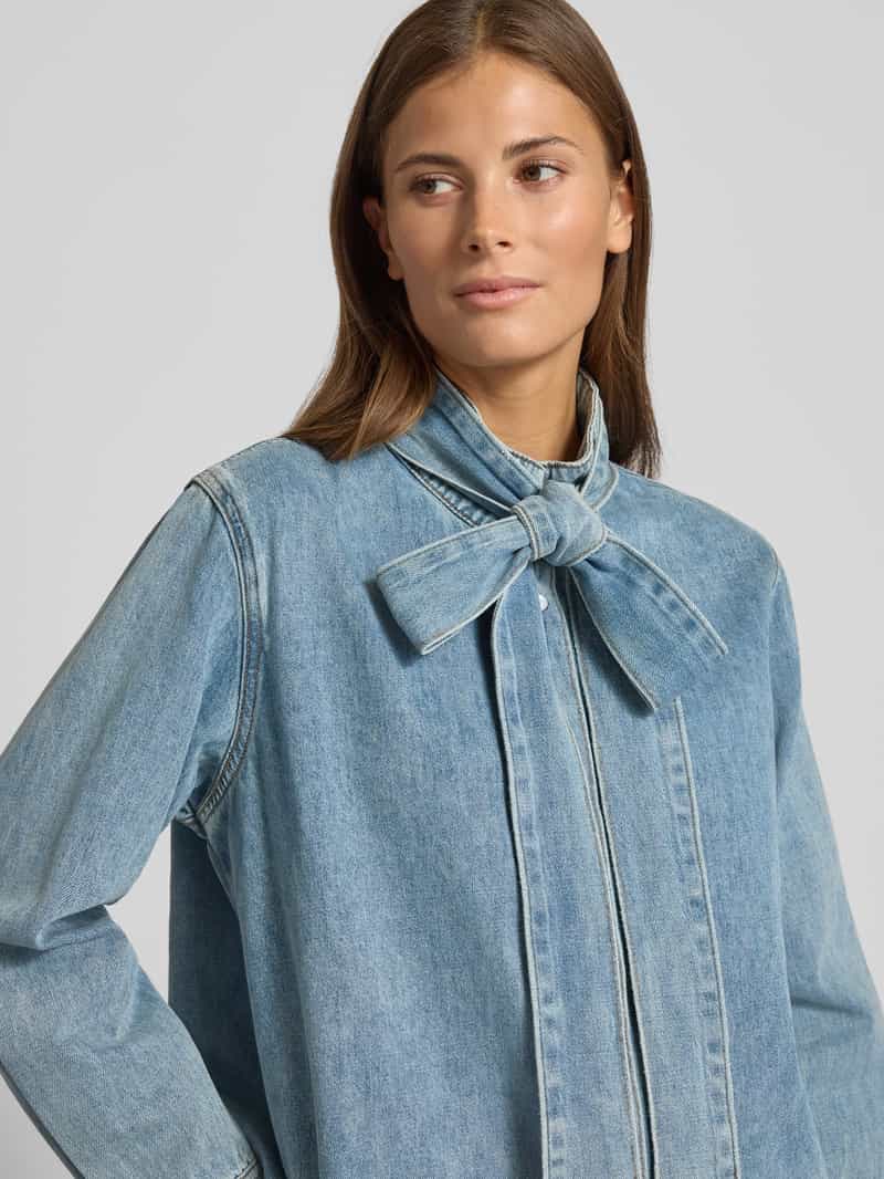 SUNCOO PARIS Regular fit jeansblouse met strikdetail model 'LAOS'