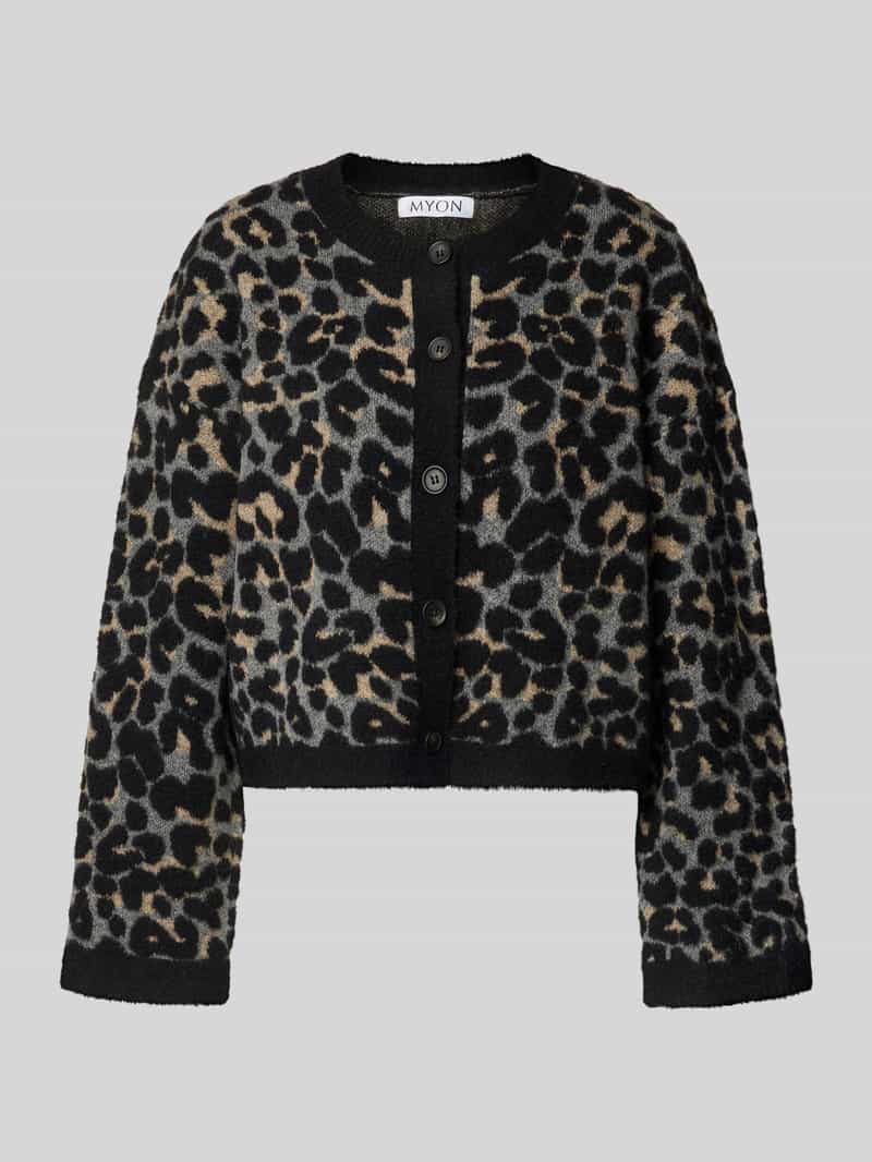 Regular fit cardigan met all-over dierenprint