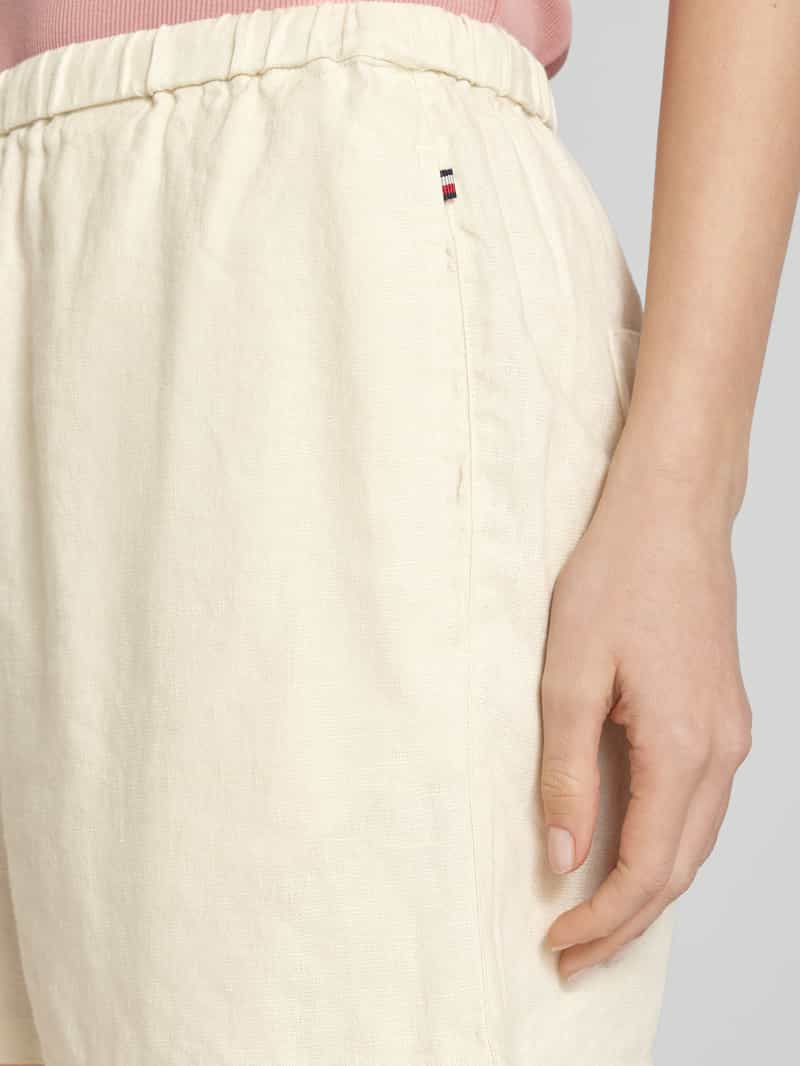 Tommy Hilfiger Flared linnen korte linnen broek met elastische band model 'PULL ON'