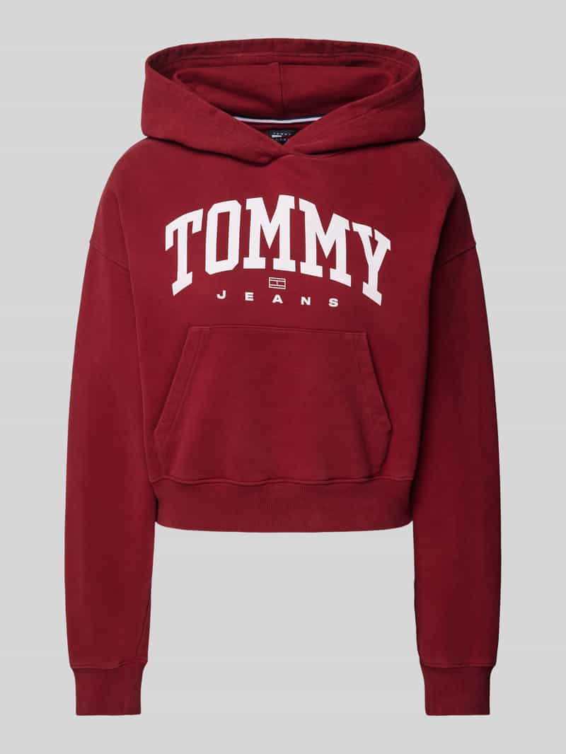 Tommy Jeans Korte hoodie met labelprint model 'VARSITY'
