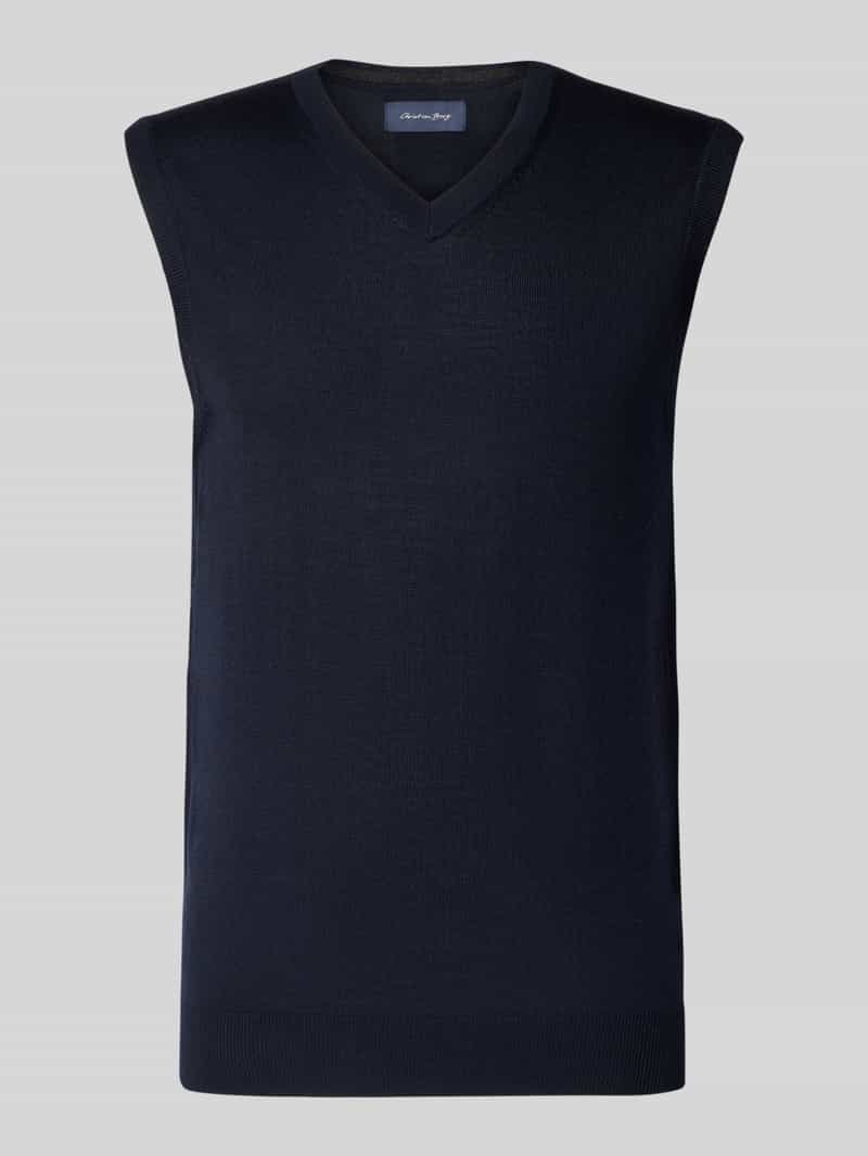 Christian Berg Men Gebreid shirt van een mix van merinowol met V-hals