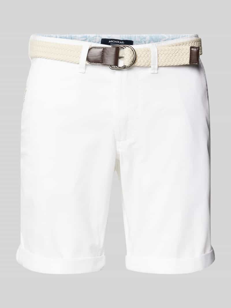 Slim fit bermuda met riem