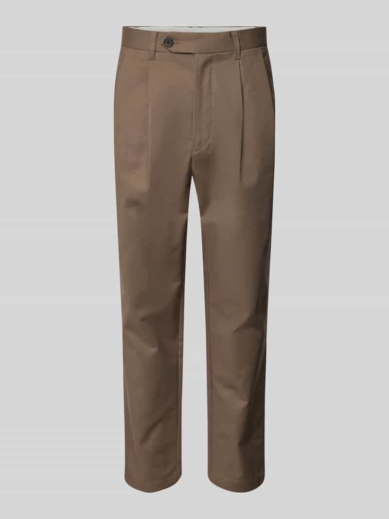 Selected Homme Regular tapered fit bandplooibroek met riemlussen