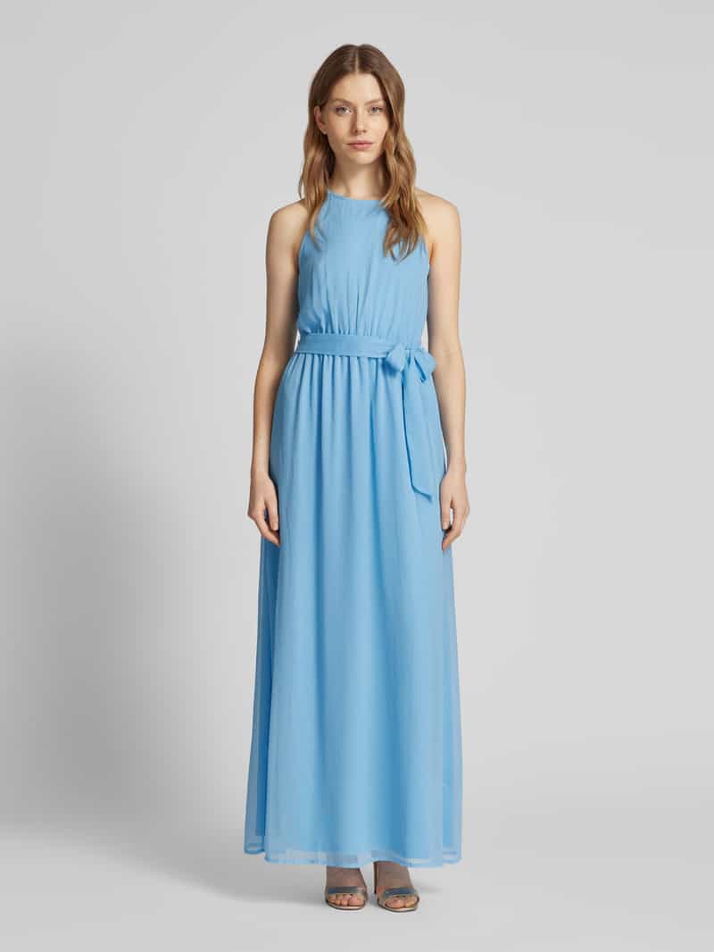 Vila Maxi-jurk met strikceintuur, model 'FALIA' lichtblauw, foto 3