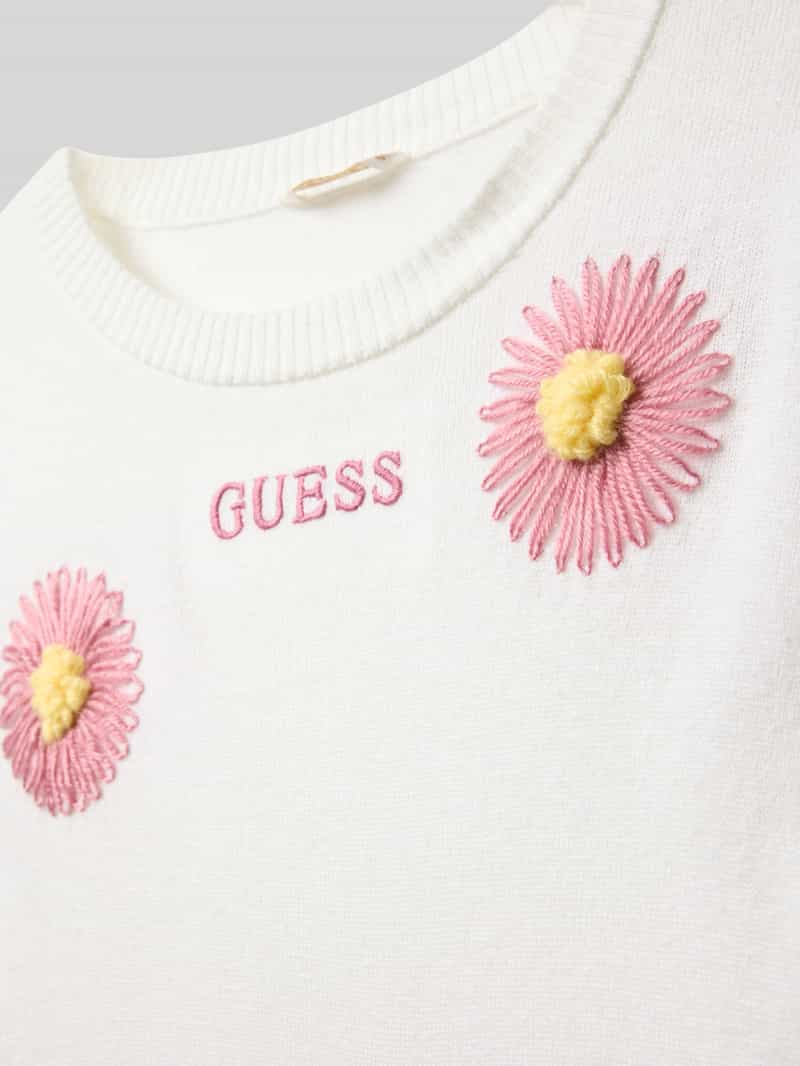 Guess Regular fit shirt met lange mouwen in gebreide look met gebloemde siergarnering