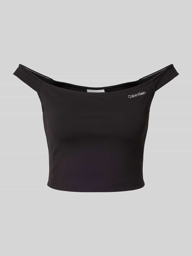 Calvin Klein Jeans Korte top van viscosemix met labeldetail
