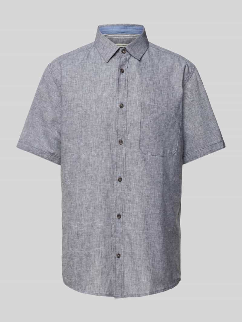 Tom Tailor Regular fit linnen overhemd met korte mouwen