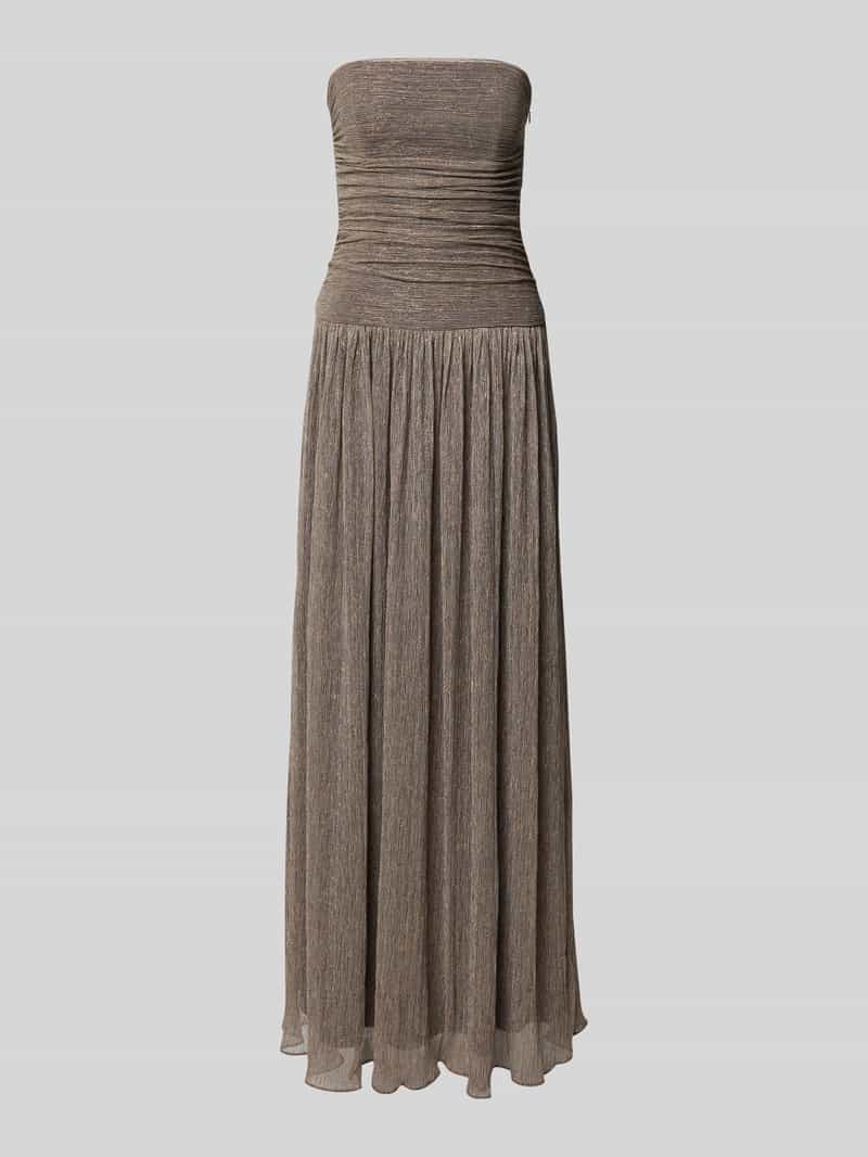 Jake*s Cocktail Schimmerndes Off-Shoulder-Kleid mit Drapierungen in Dunkelbraun, Größe 40 207218140