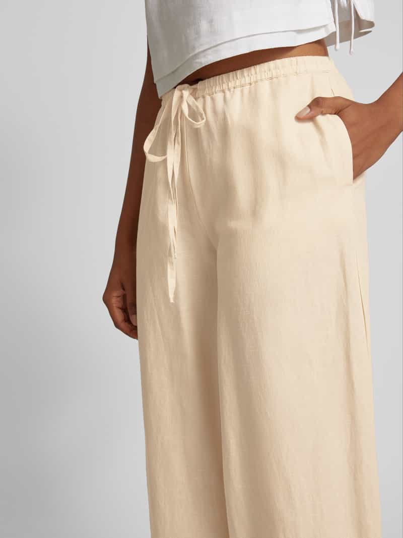 MSCH Copenhagen Wide leg linnen broek met elastische band model 'Mirilla'