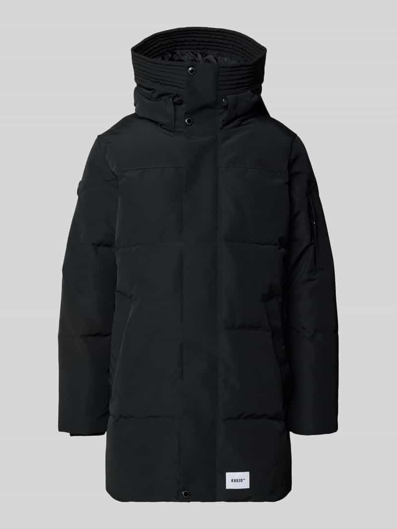 khujo Regular fit gewatteerde lange jas met logopatch model 'Zeno'