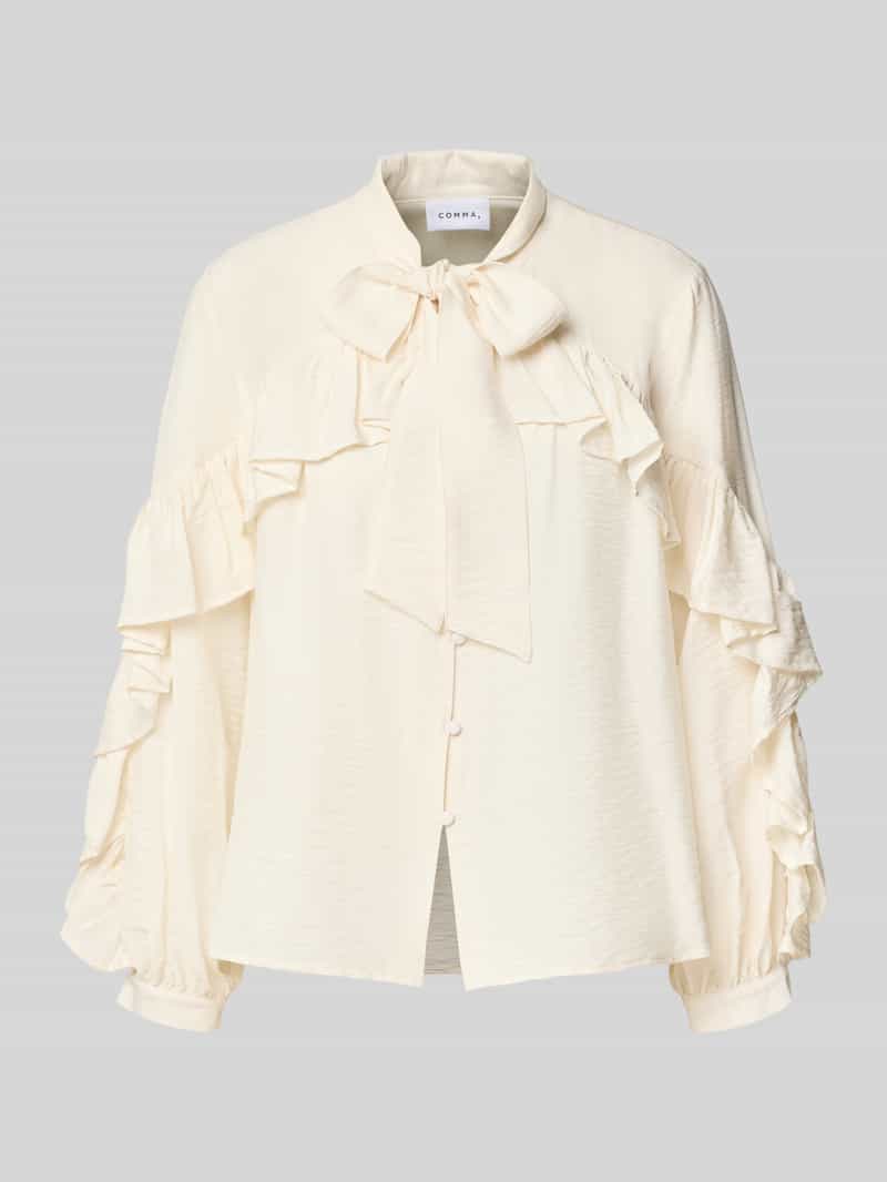 Gestuctureerde Statement Blouse met Knoop en Volantdetail Dames COMMA